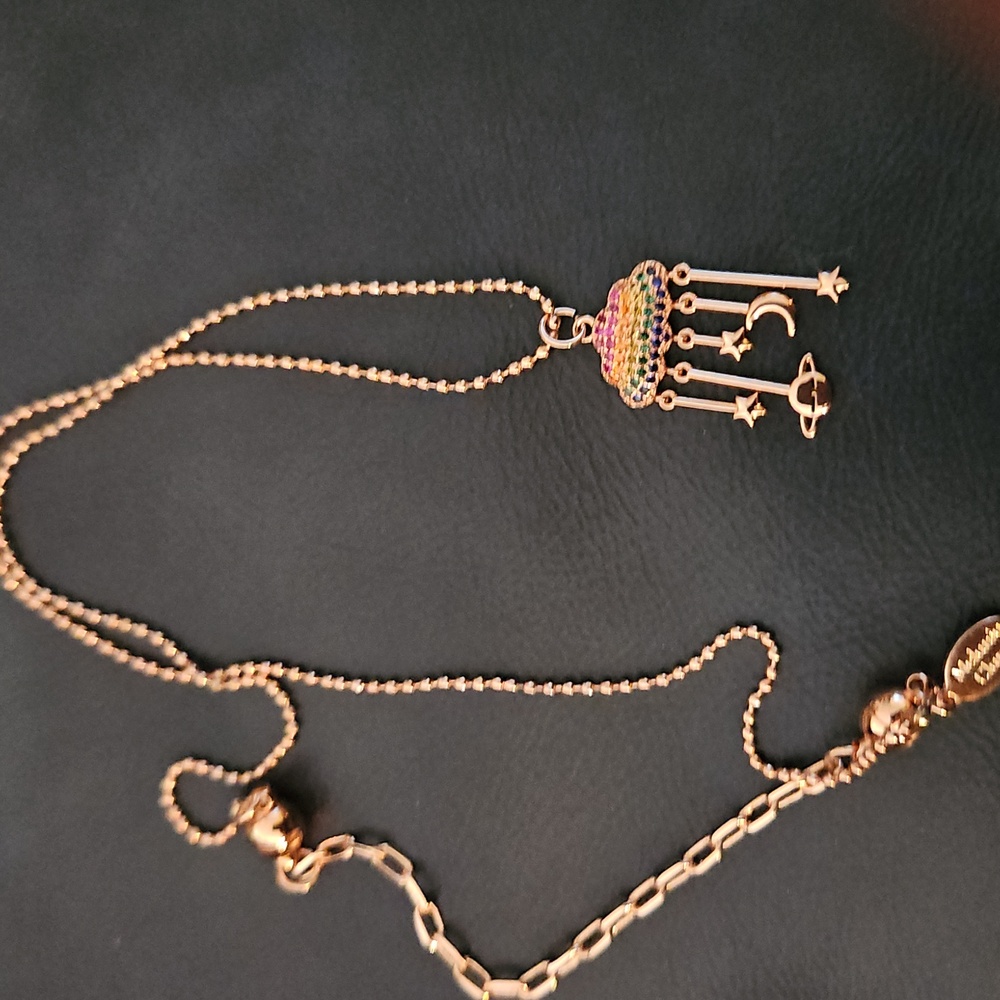 Elegant Rose Gold Necklace with Multicolor Accents
